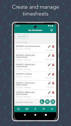 Android application ChronoSheets screenshort