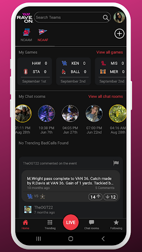 RaveOn — Sports Fans Be Heard! Screen 2