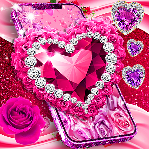 Purple Hearts and Diamonds Phone Live Wallpaper - free download