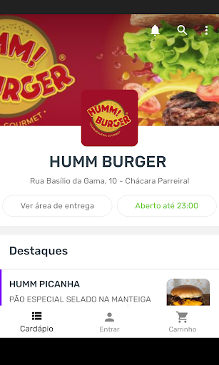 Android application HUMM BURGER screenshort