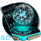 3D neon tech ball theme icon
