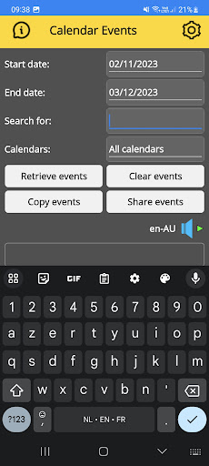Android application Calendar Events screenshort