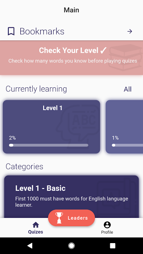Android application Common 5000 English Words Quiz screenshort