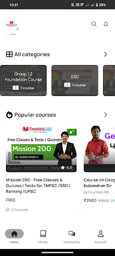 Fountain IAS Learning App Screen 2