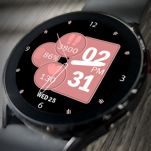 Android application Rose Gold Hybrid Watch Face screenshort