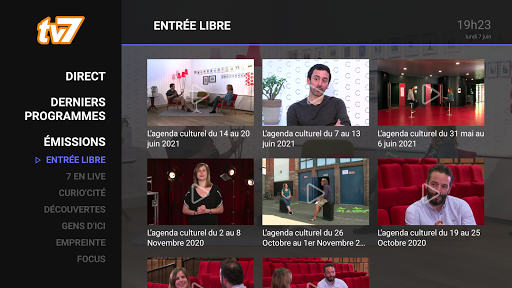 Android application TV7 replay screenshort