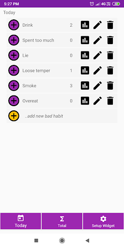 Android application Bad Habit Tracker screenshort