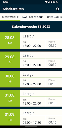Android application TC PEP Mitarbeiter screenshort