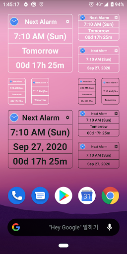 Next alarm:widget,notification Screen 2