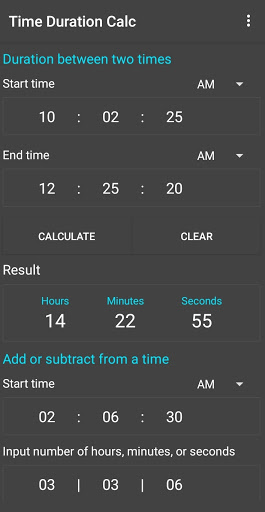 Time Duration Calc Screenshot