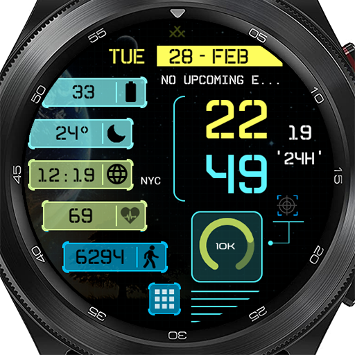 Futuristic digital watchface logo