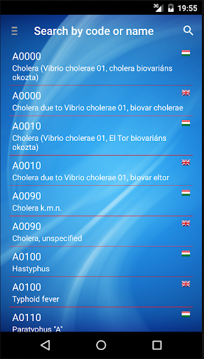Android application ICD code look-up & translate screenshort