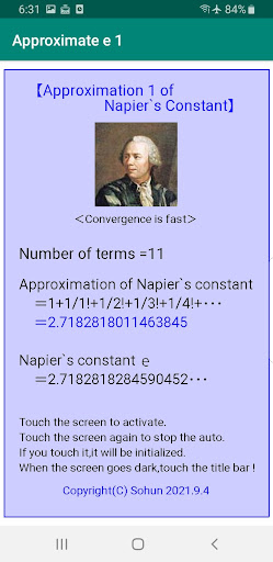 Approximation 1 of e Screen 3
