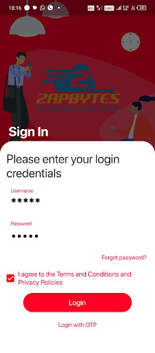 Zapbytes Customer APP Screen 2
