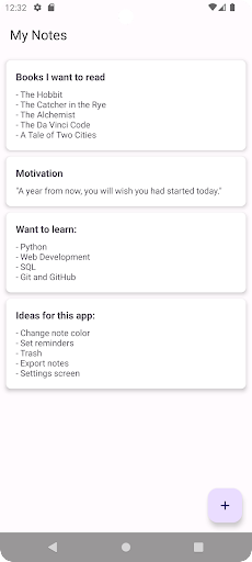 Android application My Notes screenshort