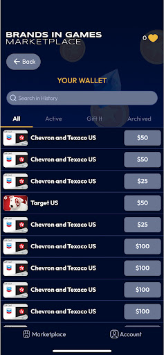 Brands In Games Wallet Screen 3