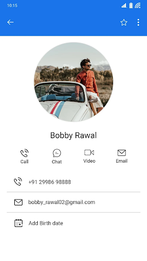 Screenshot of Contacts app for Android