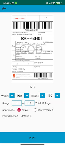 Print Label Screen 3