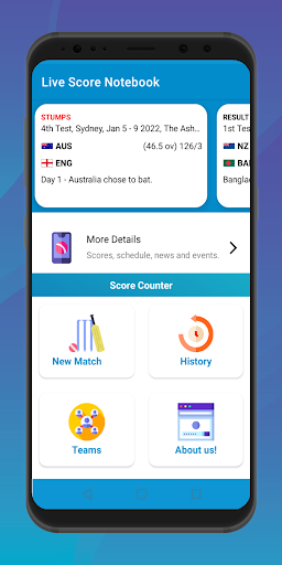 Android application Live Score Notebook screenshort