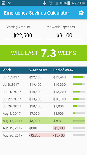 Emergency Savings Calculator Screen 3