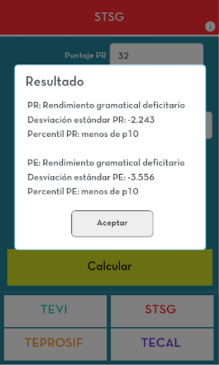 Fonoaudiología TEL Calculator Screen 2