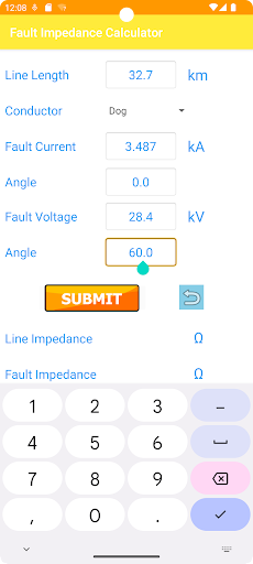 Android application 21Z Fault Impedance Calculator screenshort