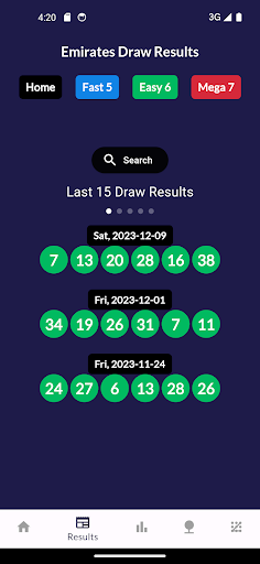 Emirates Draw Results Screen 3