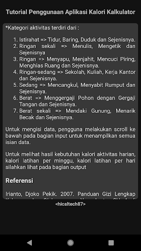 Penghitungan Kalori Screen 3