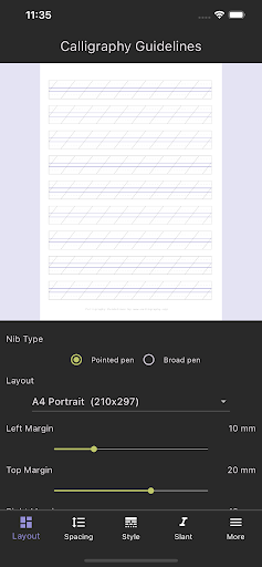 Android application Calligraphy Guidelines screenshort