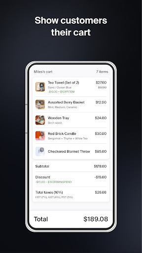 Screenshot of Customer View