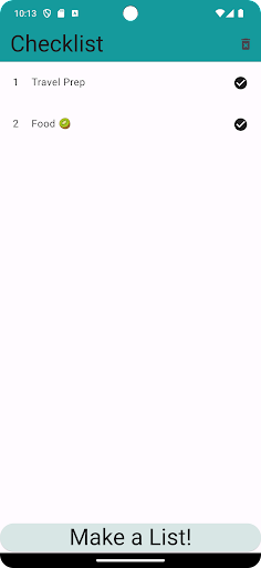 Android application Checklist screenshort