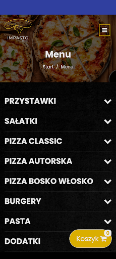 Android application Impasto Pizzeria screenshort