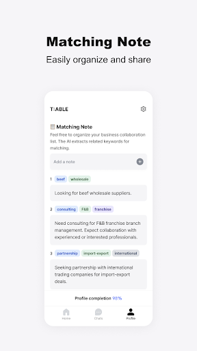 T:ABLE - Utilize Biz Network Screen 3
