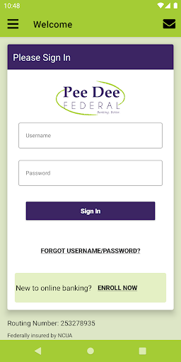 Android application Pee Dee FCU Mobile screenshort