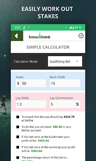 Bonusbank - Matched Betting Screen 2