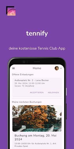 Android application tennify screenshort