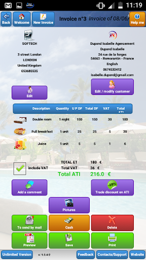 Hotel Invoice: Quotations invo Screen 3