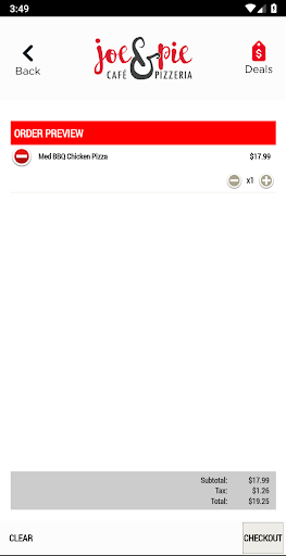 Screenshot of Joe & Pie Cafe and Pizzeria