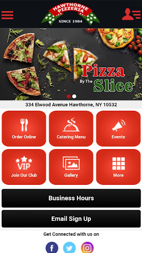 Android application Hawthorne Pizzeria screenshort