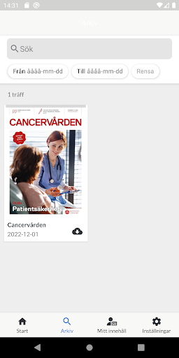Tidningen Cancervården Screen 2