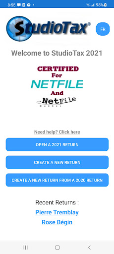 Android application StudioTax 2021 screenshort