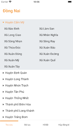 Android application Quy hoạch Đồng Nai screenshort