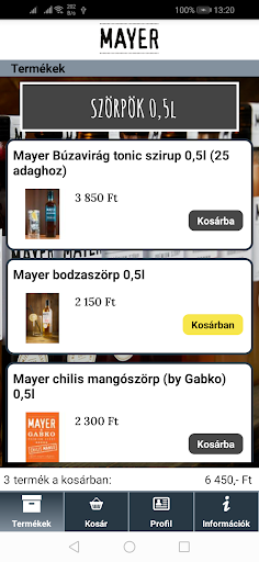 Android application Mayer Szörp screenshort