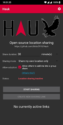 Android application Hauk screenshort