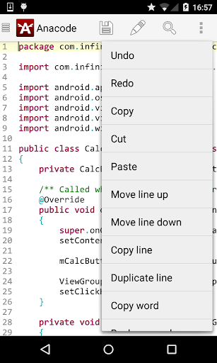 Anacode IDE Android/C/C++/JAVA Screen 2