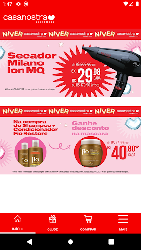 Android application clube casanostra screenshort