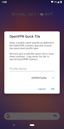 OpenVPN Quick Settings Tile Screen 2