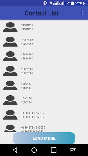 Android application Custom Contact List screenshort