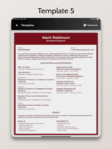 Screenshot of Resume+ - CV Generator
