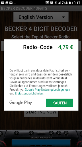 Becker 4Digit Radio Code Screen 3